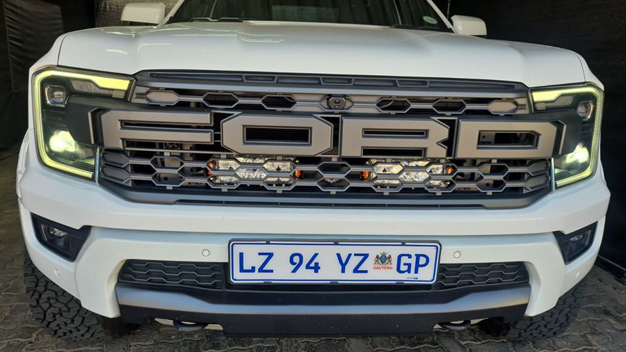 Grille-mounted LED light bars fitted behind a bakkie front grille